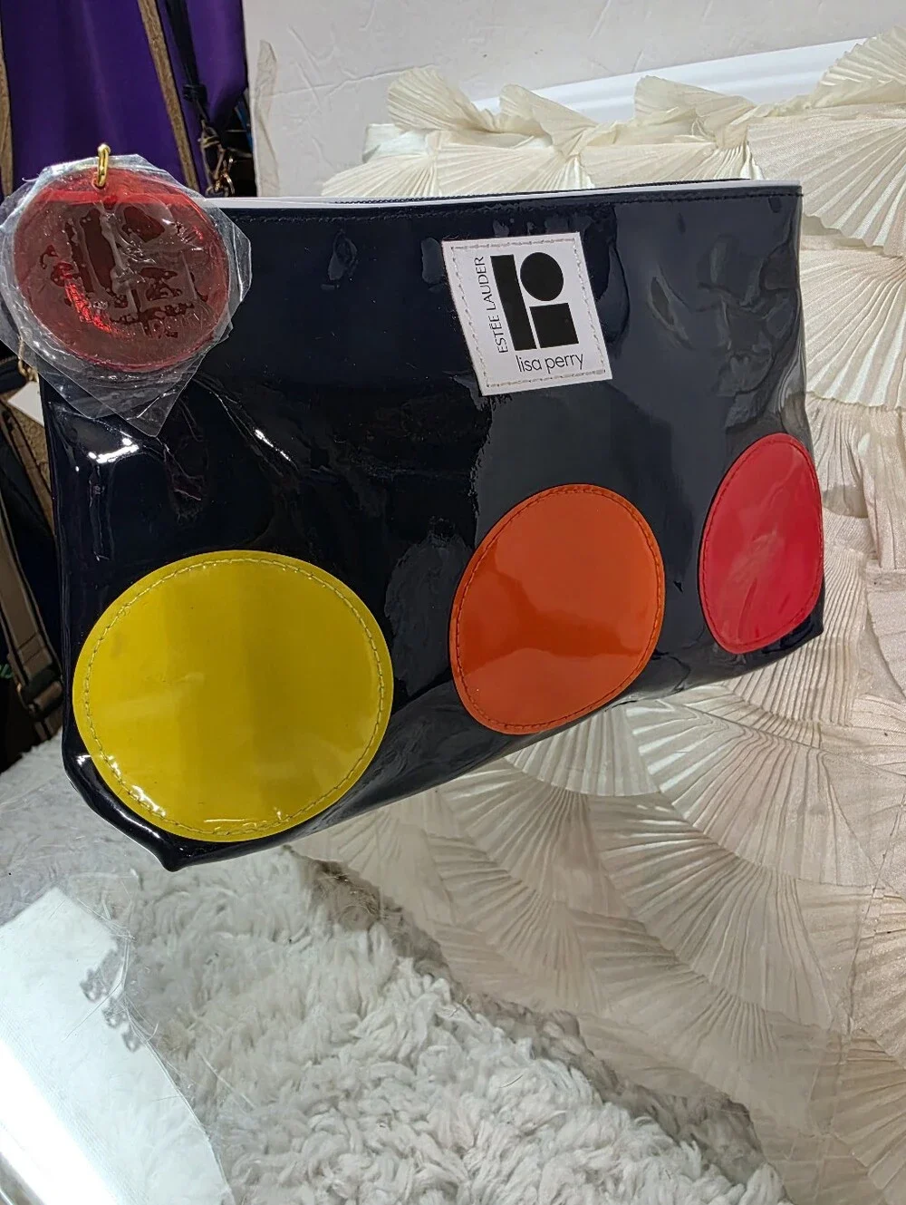 Estee Lauder Lisa Perry, Black Patent Makeup Bag